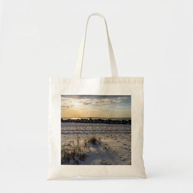 Destin Beach Florida Jetty Sunset Tote Bag (Front)