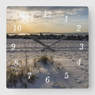 Destin Beach Florida Jetty Sunset Wall Clock