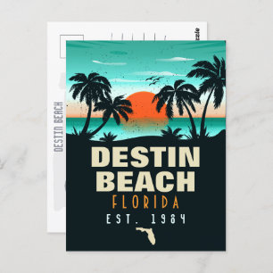 Destin Beach Florida Retro Sunset Souvenirs 60s Postcard