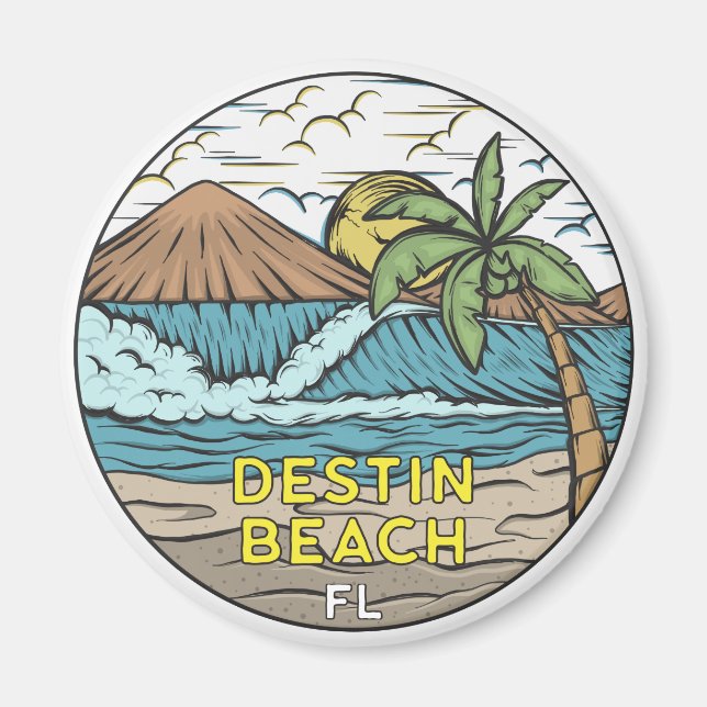 Destin Beach Florida Vintage Magnet (Front)