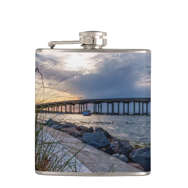 Destin East Pass Sunset Flask (Front)