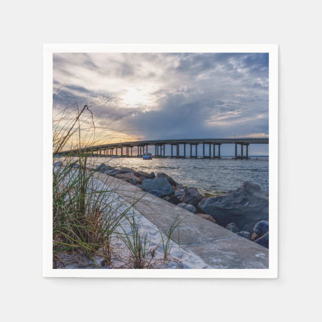 Destin East Pass Sunset Paper Napkin (Front)