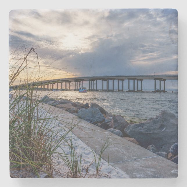 Destin East Pass Sunset Stone Coaster (Front)