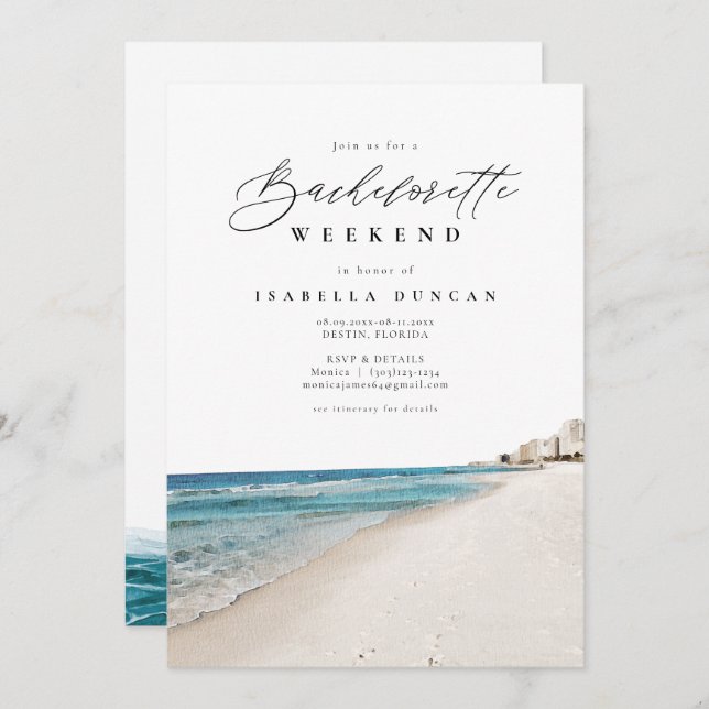 DESTIN Florida Bachelorette Itinerary Schedule Invitation (Front/Back)