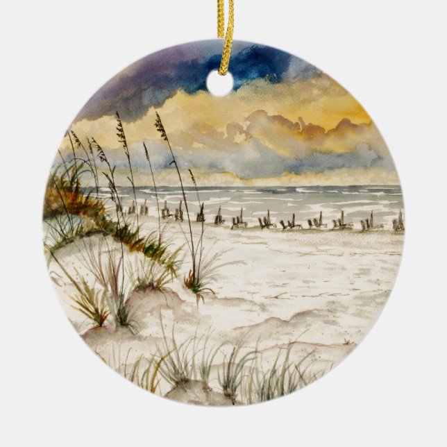 Destin Florida Beach Art Ceramic Tree Decoration (Front)