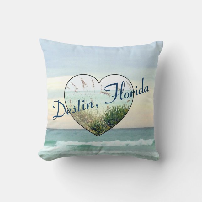 Destin Florida BEACH heart Cushion (Front)