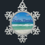 Destin Florida Beach Photograph Snowflake Pewter Christmas Ornament<br><div class="desc">A beautiful beach photograph taken in the ideal vacation destination of Destin,  Florida. The gorgeous green waters of Sandestin wash up to the sandy seashore underneath serene blue skies to make the perfect scenic vacation photo.</div>
