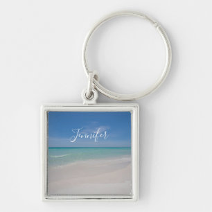 Destin Florida Beach Square Keychain