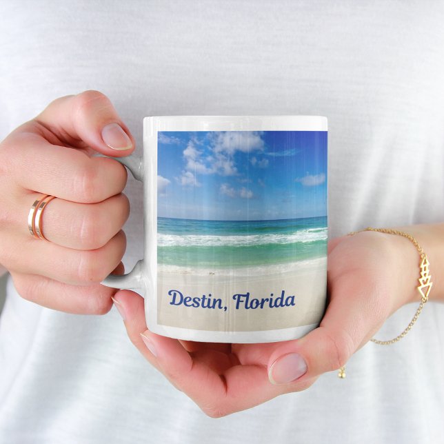 Destin Florida Beautiful Beach Monogram Ocean Coffee Mug (Creator Uploaded)
