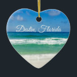 Destin Florida Beautiful Beach Photography Heart Ceramic Tree Decoration<br><div class="desc">A beautiful beach photograph taken in the ideal vacation destination of Destin,  Florida. The gorgeous green waters of Sandestin wash up to the sandy seashore underneath serene blue skies to make the perfect scenic vacation photo.</div>
