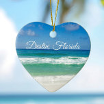 Destin Florida Beautiful Beach Photography Heart Ceramic Tree Decoration<br><div class="desc">A beautiful beach photograph taken in the ideal vacation destination of Destin,  Florida. The gorgeous green waters of Sandestin wash up to the sandy seashore underneath serene blue skies to make the perfect scenic vacation photo.</div>