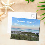 Destin Florida Beautiful Sunset Beach Photograph Postcard<br><div class="desc">This picturesque beach postcard from Destin Florida features the gorgeous pink and orange sunset gently touching the ocean waves above the sand and sea grass. Lovely seaside postcards from your favourite vacation spot or hometown.</div>