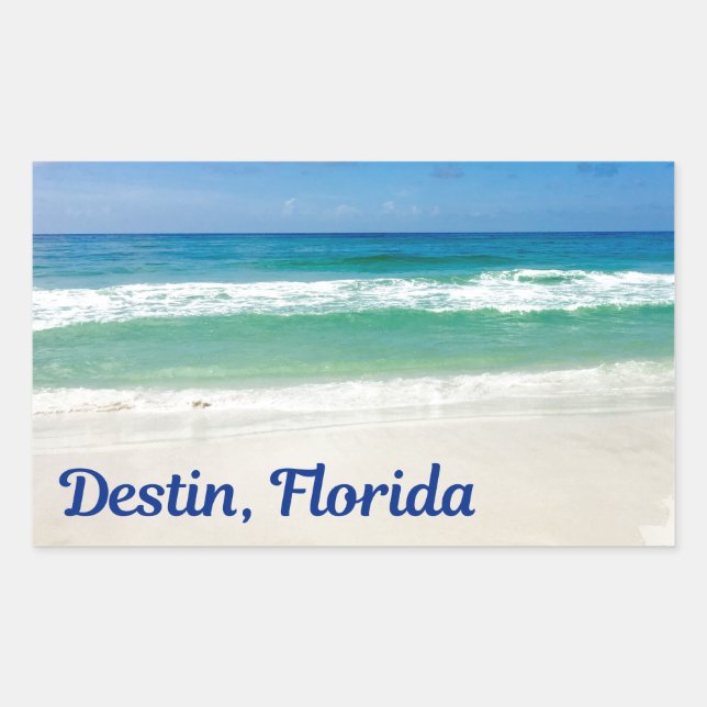 Destin Florida Blue Beach Rectangular Sticker (Front)