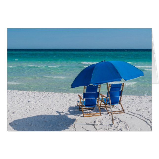 Destin Florida Chairs And Umbrella Greeting Card (Front Horizontal)