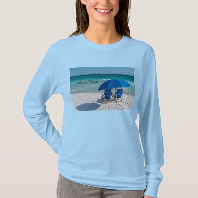 Destin Florida Chairs And Umbrella Long Sleeve T-Shirt (Front)