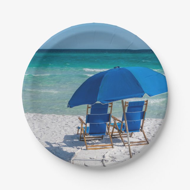 Destin Florida Chairs And Umbrella Paper Plates (Front)