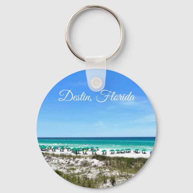 Destin Florida Coast Beach Umbrellas Photography Key Ring (Front)