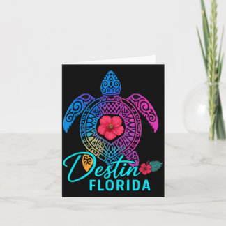 Destin Florida Colourful Turtle Summer Travel Card