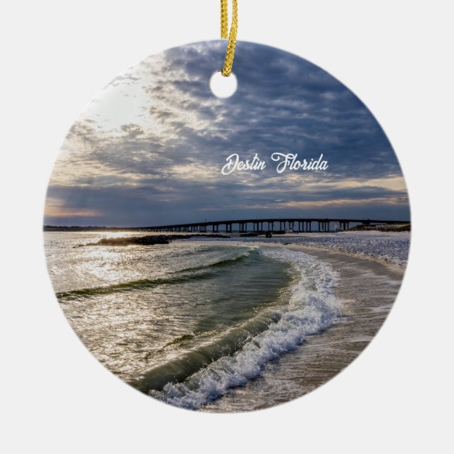 Destin Florida Evening Waves Circle Ornament (Front)