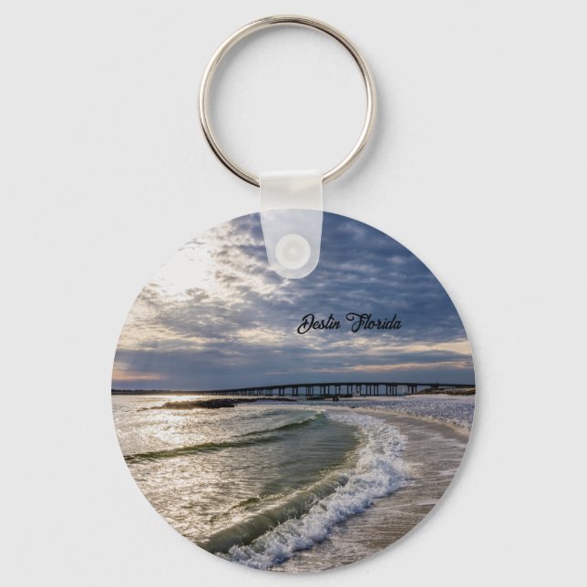 Destin Florida Evening Waves Key Chain (Front)