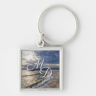 Destin Florida Evening Waves Square Keychain