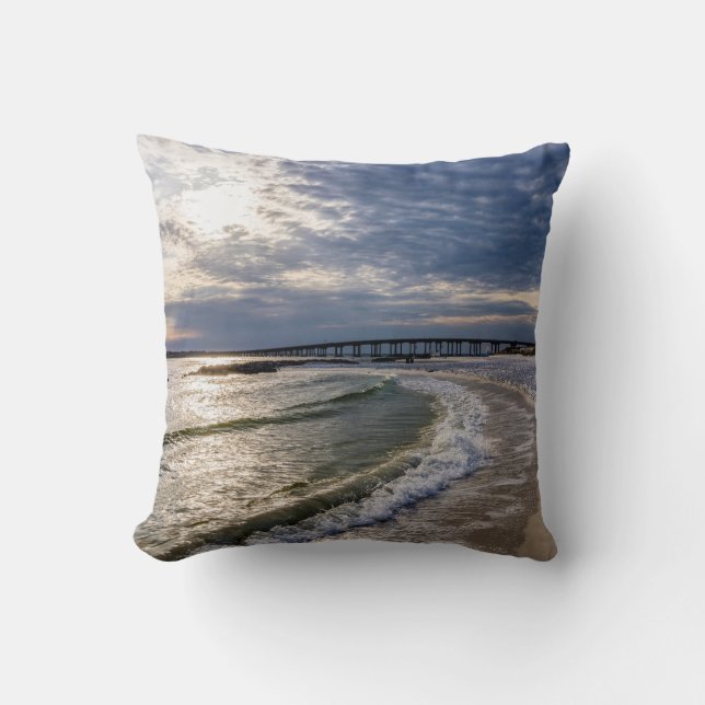 Destin Florida Evening Waves Throw Pillow (Front)