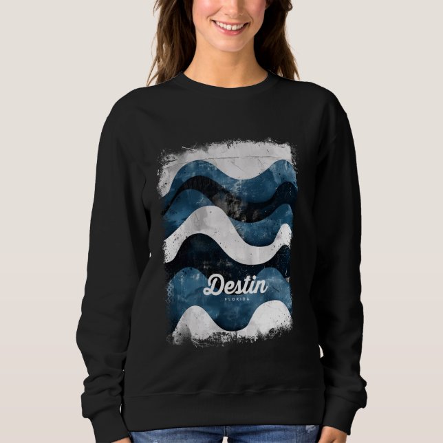 Destin Florida FL Tropical Beach Surfing Waves Vin Sweatshirt (Front)