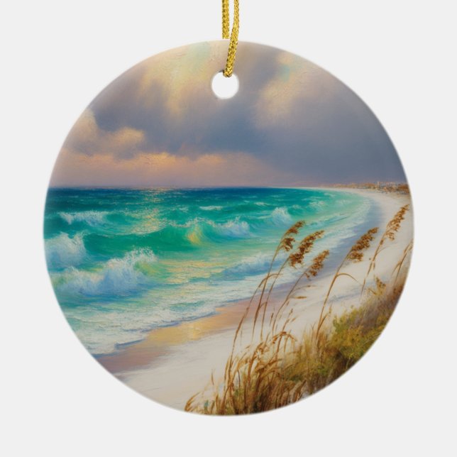 Destin Florida Painting Ceramic Tree Decoration (Front)