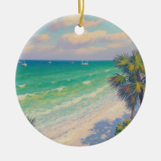 Destin Florida Painting Ceramic Tree Decoration (Front)