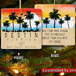 Destin Florida Retro Sunset Palm tree 60s Ceramic Ornament<br><div class="desc">Destin Florida. This retro design makes a great Christmas or Birthday gift for fans of Destin Beach. The retro summer vibes design is a perfect gift for travel lovers and tropical destinations fans. - You can personalise the template by adding a name of your city or location, year And add...</div>