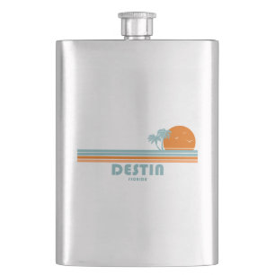 Destin Florida Sun Palm Trees Hip Flask