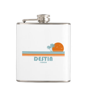 Destin Florida Sun Palm Trees Hip Flask