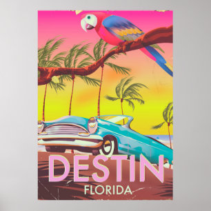 Destin Florida USA vintage travel poster. Poster