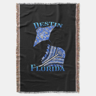 Destin Florida Vacation Tribal Stingray Throw Blanket