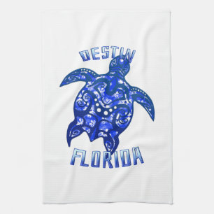 Destin Florida Vacation Tribal Turtle Tea Towel