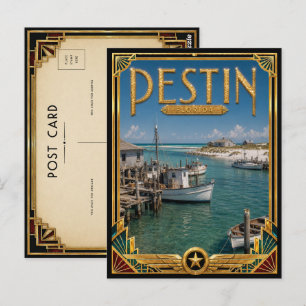 Destin Florida Vintage Art Deco Golden Age Postcard
