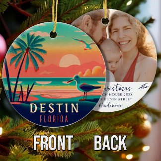 Destin Florida Vintage Seagull Sunset Souvenirs Ceramic Tree Decoration