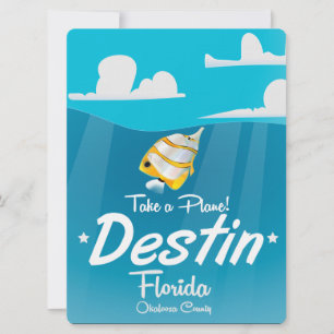 Destin Florida vintage travel poster. Invitation