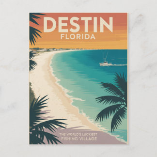 Destin Florida World's Luckiest Fishing Village Holiday Postcard