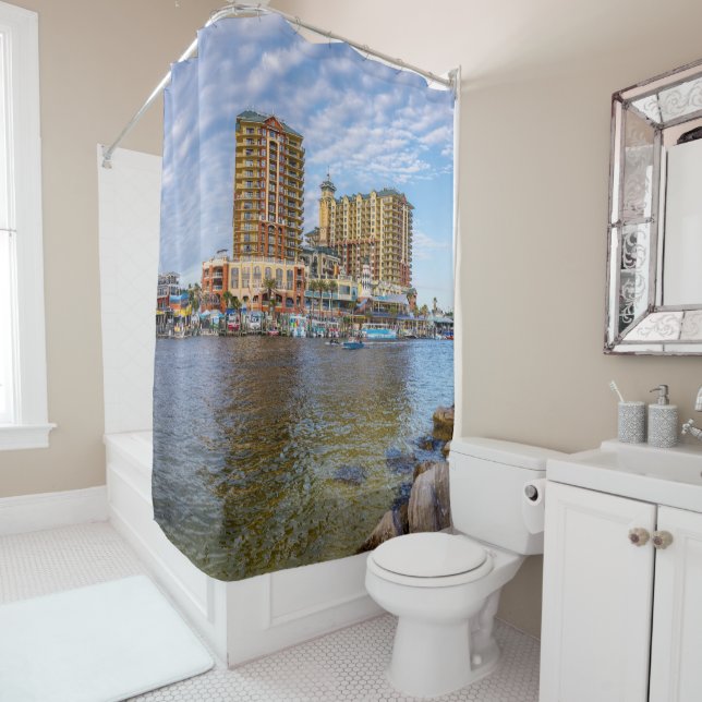 Destin Harbour Boardwalk Shower Curtain (In Situ)