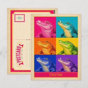 Destin Postcard Florida Alligator Vintage Pop Art