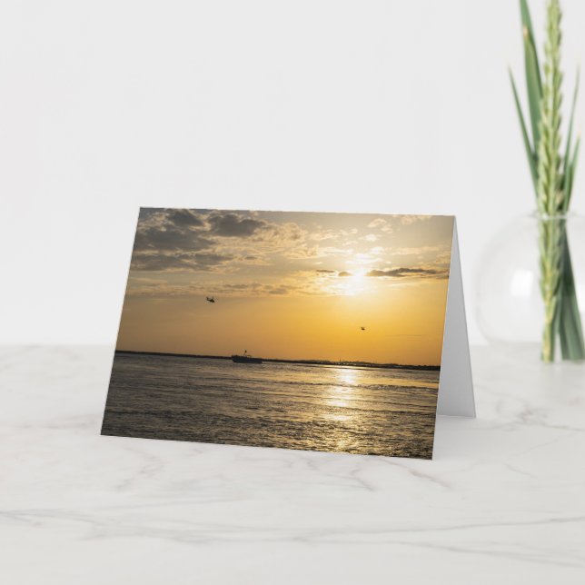 Destin Sunset And Helicopters Greeting Card (Front)