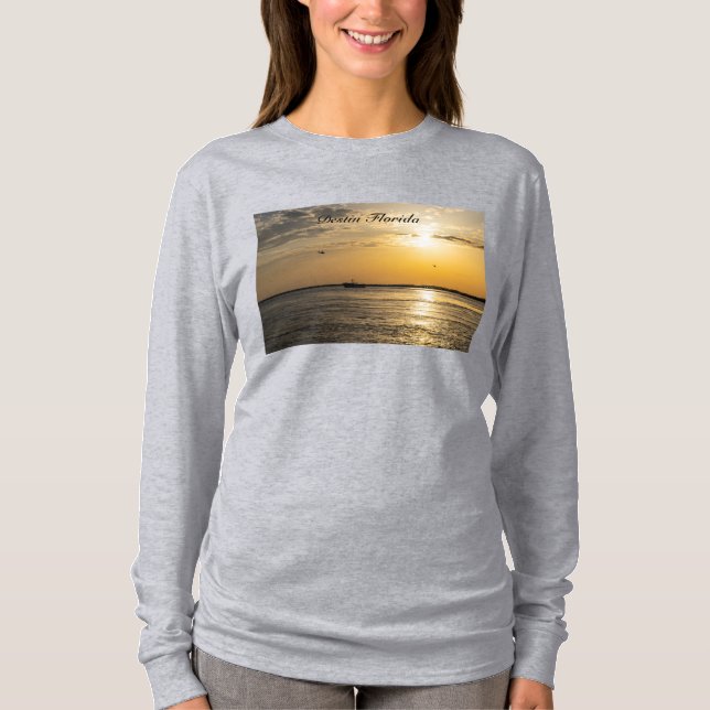 Destin Sunset And Helicopters Long Sleeve Tshirt (Front)