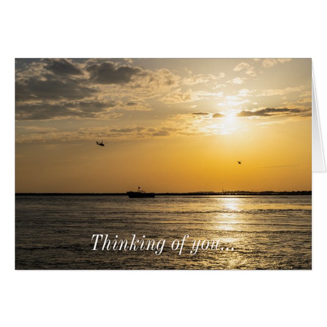 Destin Sunset And Helicopters Thinking of You Card (Front Horizontal)