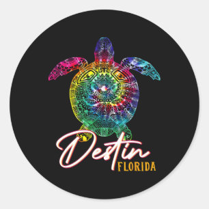 Destin Tie Dye Sea Turtle Florida Matching Family Classic Round Sticker