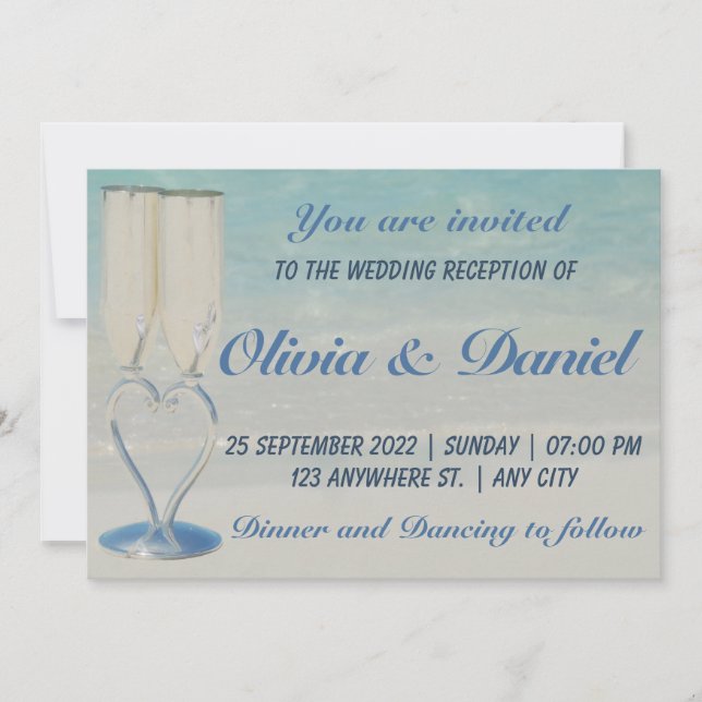 Destination beach elegant wedding invitation (Front)