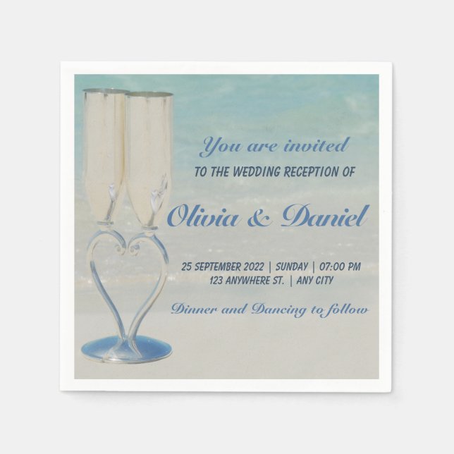Destination beach elegant wedding party napkin (Front)