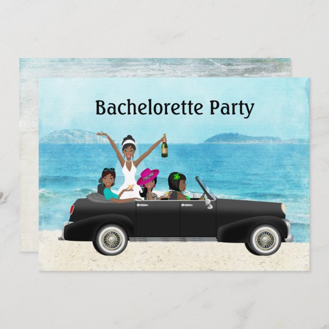 Destination Beach Wedding Bachelorette Party Invitation (Front/Back)