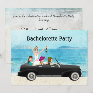Destination Beach Wedding Bachelorette Party Invitation