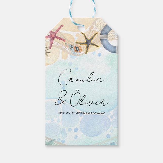 Destination Beach Wedding Coastal  Gift Tags (Front)